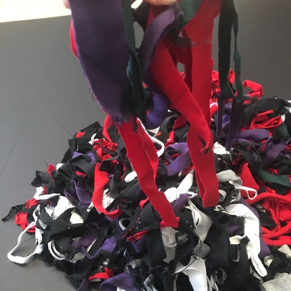 1# Cotton Fabric Remnants Scraps Fringe Red Black White Purple Upcycled Clothing - Picture 5 of 10